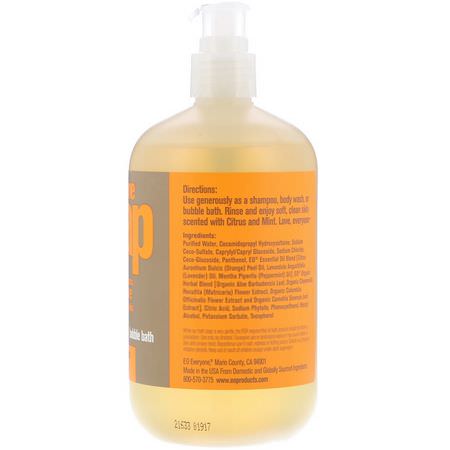 Bubble Bath, Duschgel, Kroppstvätt, Dusch: EO Products, Everyone Soap, 3 in 1, Citrus + Mint, 16 fl oz (473 ml)