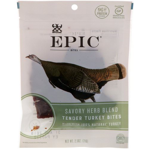 Epic Bar, Bites, Tender Turkey, Savory Herb Blend, 2.5 oz (71 g) Review