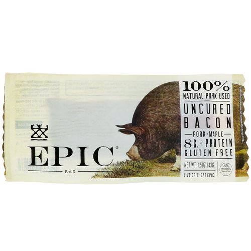 Epic Bar, Uncured Bacon, Pork + Maple Bar, 12 Bars, 1.5 oz (43 g) Each Review