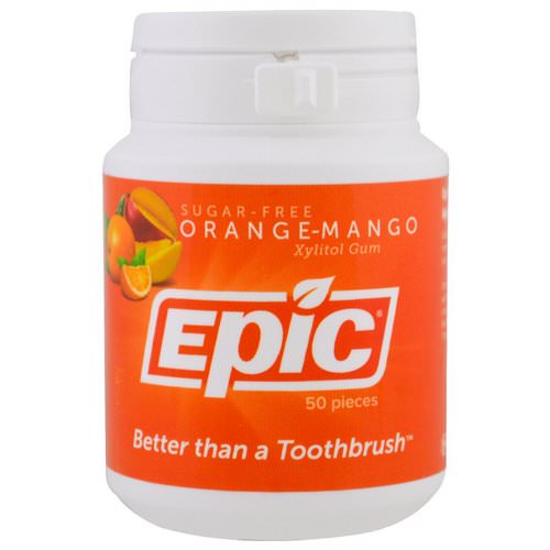 Epic Dental, Xylitol Gum, Sugar-Free, Orange-Mango, 50 Pieces Review
