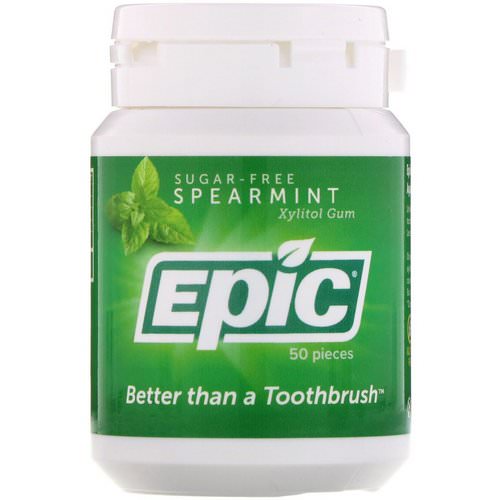 Epic Dental, Xylitol Gum, Sugar Free, Spearmint, 50 Pieces Review