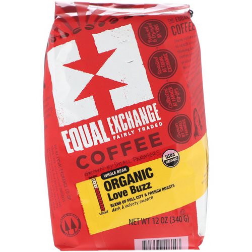 Equal Exchange, Organic Whole Bean Coffee, Love Buzz, 12 oz (340 g) Review