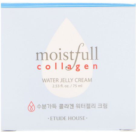Collagen, K-Beauty Moisturizers, Krämer, Ansiktsfuktare: Etude House, Moistfull Collagen, Water Jelly Cream, 2.53 fl oz (75 ml)