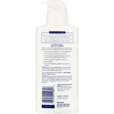 Shower Gel, Baby Body Wash, Body Wash, Allt-I-Ett-Babyschampo: Eucerin, Baby, Wash & Shampoo, Fragrance Free, 13.5 fl oz (400 ml)