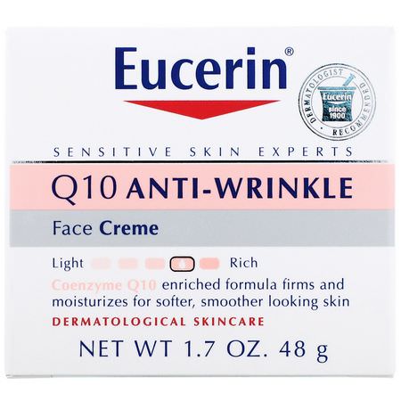 Krämer, Ansiktsfuktare, Skönhet: Eucerin, Q10 Anti-Wrinkle Face Creme, 1.7 oz (48 g)