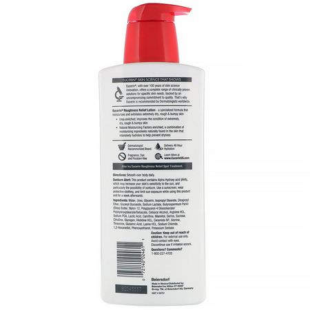 Shea Butter, Lotion, Bath: Eucerin, Roughness Relief Lotion, Fragrance Free, 16.9 fl oz (500 ml)
