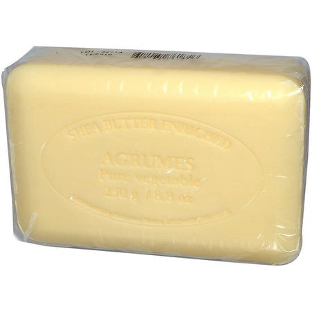 Tvål Av Shea Butter Bar, Dusch, Bad: European Soaps, Pre de Provence, Bar Soap, Agrumes (Citrus Blend), 8.8 oz (250 g)