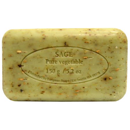 Bar Soap, Shower, Bath: European Soaps, Pre de Provence, Bar Soap, Sage, 5.2 oz (150 g)