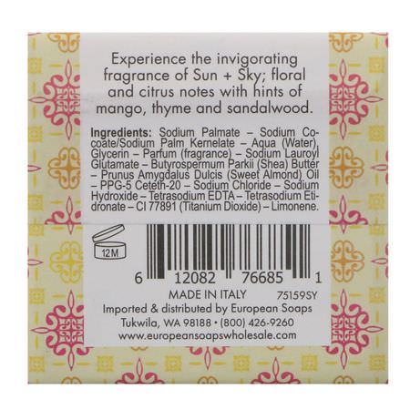 Tvål Med Sheasmörstång, Dusch, Bad: European Soaps, Urbana, Shea Butter Enriched Soap, Sun + Sky, 3.5 oz (100 g)
