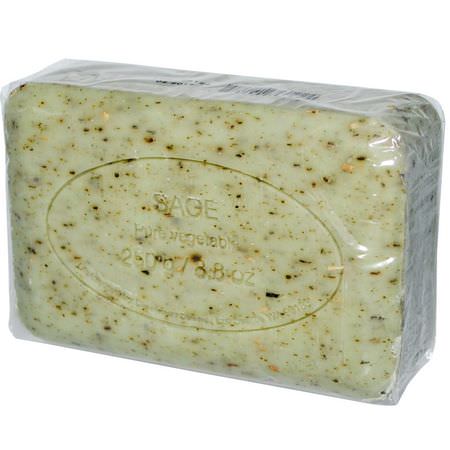 Exfoliating Soap, Bar Soap, Shower, Bath: European Soaps, Pre de Provence, Bar Soap, Sage, 8.8 oz (250 g)