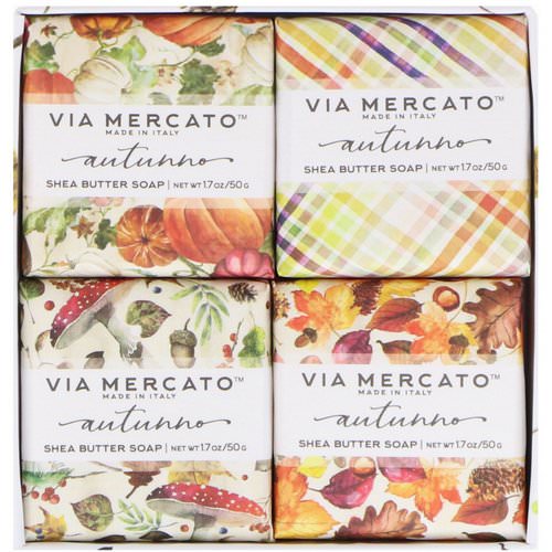 European Soaps, Via Mercato, Autumno, Shea Butter Soaps Set, 4 Soaps, 50 g Each Review