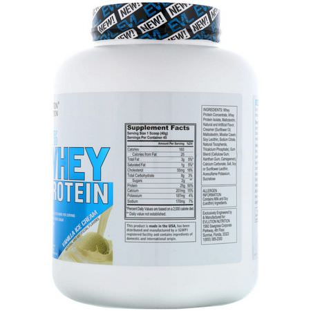 Vassleprotein, Idrottsnäring: EVLution Nutrition, 100% Whey Protein, Vanilla Ice Cream, 4 lb (1814 g)