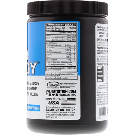 Bcaa, Aminosyror, Kosttillskott: EVLution Nutrition, BCAA Energy, Blue Raz, 9.5 oz (270 g)