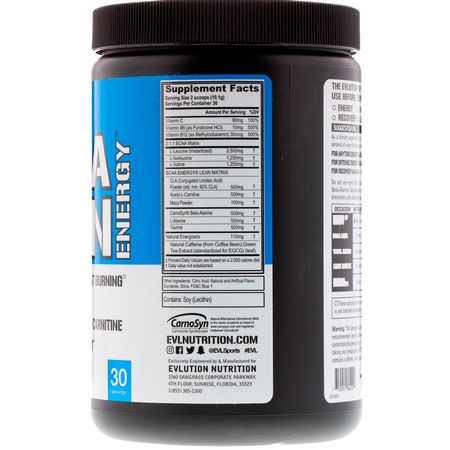 Bcaa, Aminosyror, Kosttillskott: EVLution Nutrition, BCAA Lean Energy, Blue Raz, 11.2 oz (318 g)