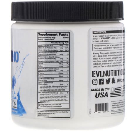 Kväveoxid, Kosttillskott Före Träning, Sportnäring: EVLution Nutrition, Hydramino, Blue Raz, 0.86 oz (24.5 g)