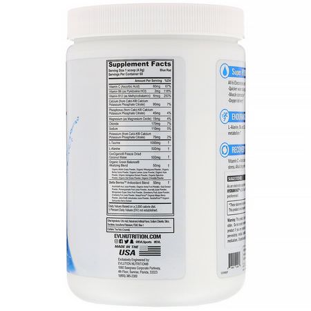 Elektrolyter, Hydrering, Sporttillskott, Sportnäring: EVLution Nutrition, Hydramino, Blue Raz, 10.4 oz (294 g)