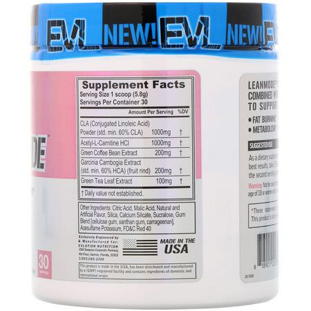 Cla Konjugerad Linolsyra, Fettförbrännare, Vikt, Diet: EVLution Nutrition, LeanMode, Pink Lemonade, 6.1 oz (174 g)