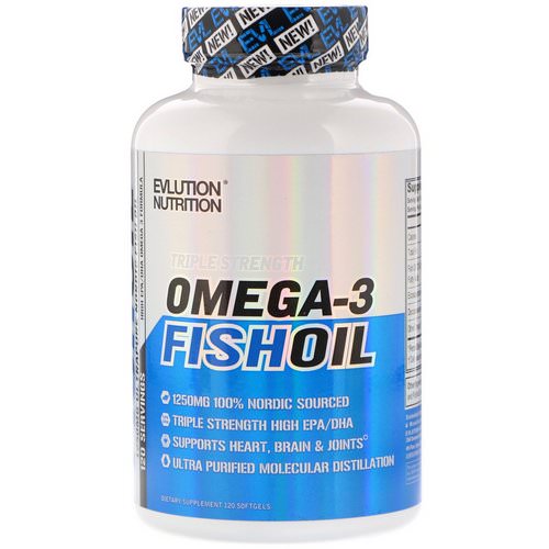 EVLution Nutrition, Omega-3 Fish Oil, Triple Strength, 120 Softgels Review