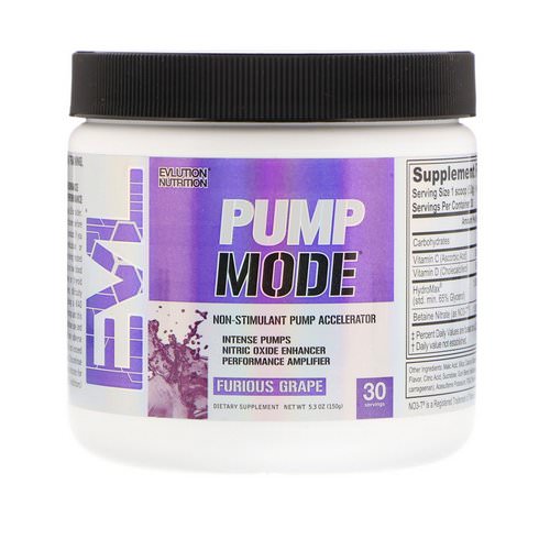EVLution Nutrition, PumpMode, Non-Stimulant Pump Accelerator, Furious Grape, 5.3 oz (150 g) Review