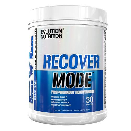 EVLution Nutrition, Recover Mode, Post-Workout RecoverMode, Blue Raz, 22.2 oz (6.30 g) Review