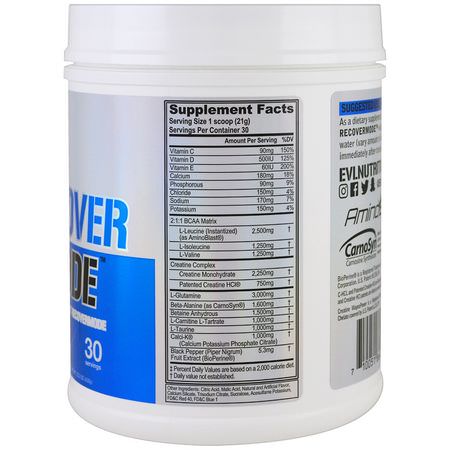 Kreatin, Muskelbyggare, Idrottsnäring, Aminosyror: EVLution Nutrition, Recover Mode, Post-Workout RecoverMode, Furious Grape, 22.2 oz (630 g)