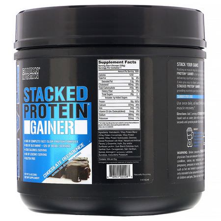 Viktökare, Protein, Sportnäring: EVLution Nutrition, Stacked Protein Gainer, Chocolate Decadence, 11.6 oz (328 g)