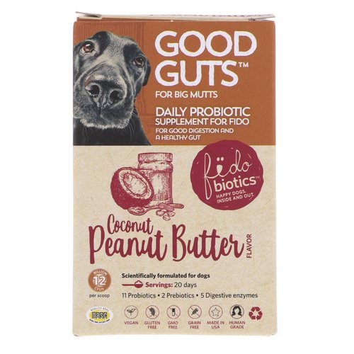 Fidobiotics, Good Guts, Daily Probiotic, For Big Mutts, Coconut Peanut Butter, 12 Billion CFUs, 1.4 oz (40 g) Review