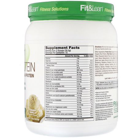 Växtbaserat, Växtbaserat Protein, Idrottsnäring: Fit & Lean, Plant Protein, Creamy Vanilla, 1.17 lb (532.5 g)