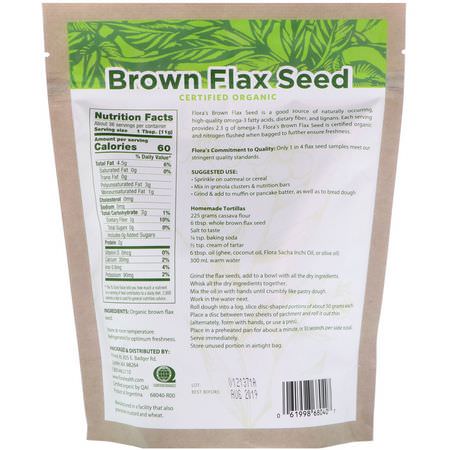 Linfrö, Nötter, Linfrötillskott: Flora, Certified Organic, Brown Flax Seed, 14 oz (396 g)