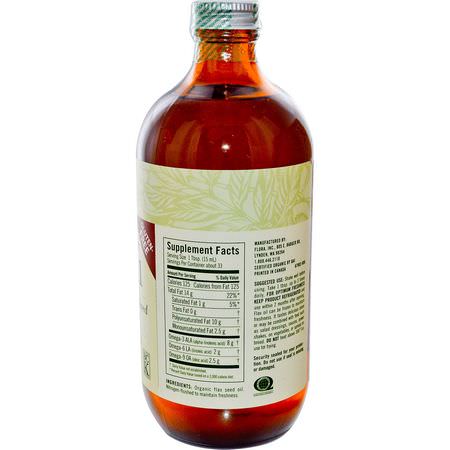 Linfrötillskott, Omegas Epa Dha, Fiskolja, Kosttillskott: Flora, Certified Organic Flax Oil, 17 fl oz (500 ml)
