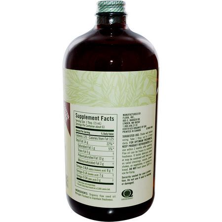 Linfrötillskott, Omegas Epa Dha, Fiskolja, Kosttillskott: Flora, Certified Organic Flax Oil, 32 fl oz (946 ml)