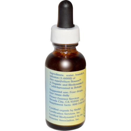 Blomma, Homeopati, Örter: Flower Essence Services, Healing Herbs, Holly, Flower Essence, 1 fl oz (30 ml)