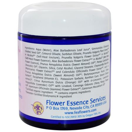 Aloe Vera Hudvård, Hudbehandling, Bad: Flower Essence Services, Self Heal Skin Cream, 4 fl oz (118 ml)