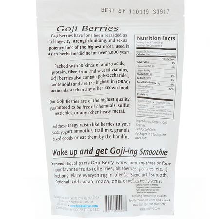 Goji Berries, Superfood: Foods Alive, Superfoods, Goji Berries, 8 oz (227 g)