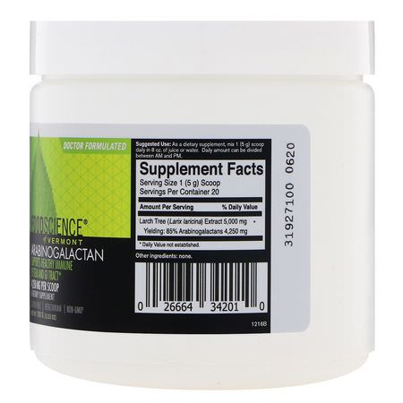 Immun, Kosttillskott, Larix Lärgextrakt, Homeopati: FoodScience, Arabinogalactan Powder, 3.53 oz (100 g)