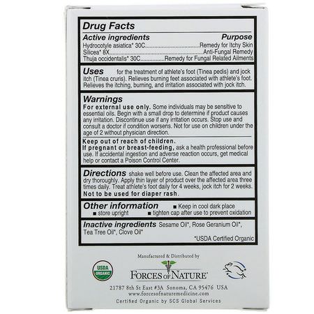 Homeopati, Örter, Fotvård, Bad: Forces of Nature, Athlete's Foot Control, 0.37 oz (11 ml)