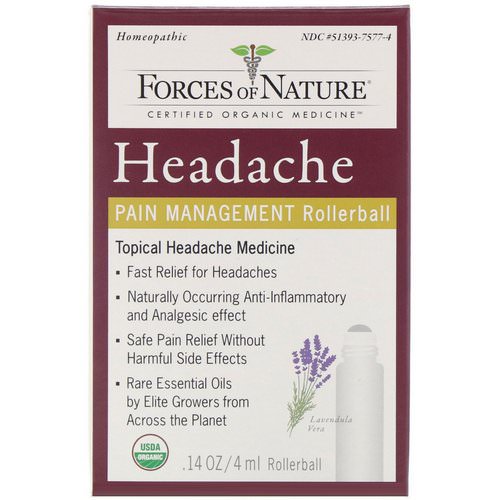 Forces of Nature, Headache, Pain Management, Rollerball, 0.14 oz (4 ml) Review