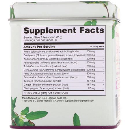 Örter, Homeopati, Örter, Svamp: Four Sigmatic, Adaptogen Blend Mix, Balance with Super Shrooms & Herbs, 2.12 oz (60 g)