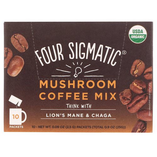 Four Sigmatic, Mushroom Coffee Mix, Fruity + Medium, 10 Packets, 0.09 oz (2.5 g) Each Review