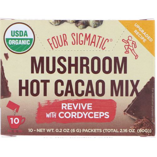 Four Sigmatic, Mushroom Hot Cacao Mix, Dark + Ginger, 10 Packets, 0.2 oz (6 g) Each Review