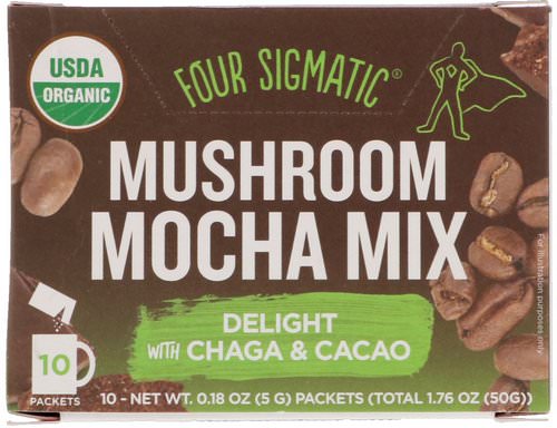 Four Sigmatic, Mushroom Mocha Mix, Sweet + Coffee, 10 Packets, 0.18 oz (5 g) Each Review