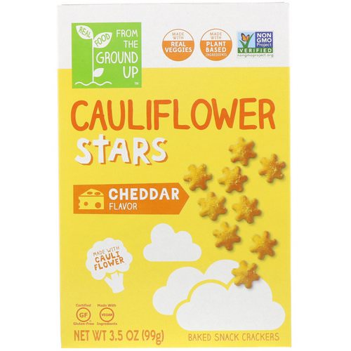 From The Ground Up, Cauliflower Stars, Baked Snack Crackers, Cheddar, 3.5 oz (99 g) Review