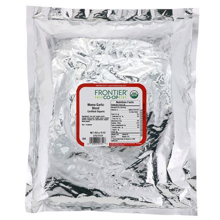 Kryddor, Örter: Frontier Natural Products, Certified Organic Mama Garlic Blend, 16 oz (453 g)