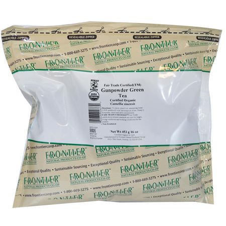 Grönt Te: Frontier Natural Products, Fair Trade Organic Gunpowder Green Tea, 16 oz (453 g)