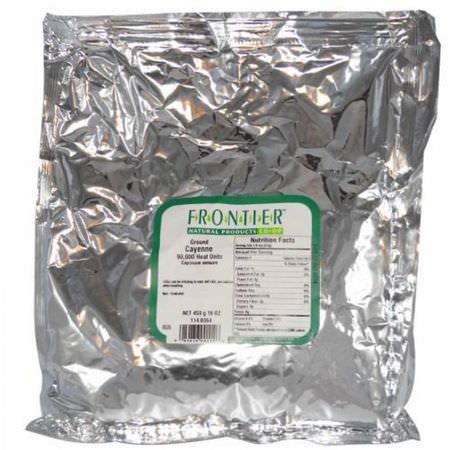 Cayenne, Kryddor, Örter: Frontier Natural Products, Ground Cayenne, 90,000 Heat Units, 16 oz (453 g)