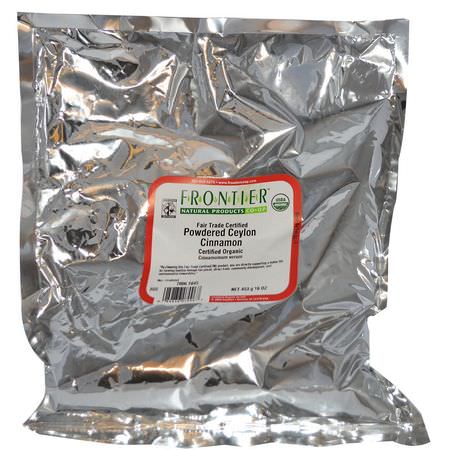 Kanelkryddor, Örter: Frontier Natural Products, Organic Ceylon Cinnamon Powder, 16 oz (453 g)