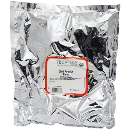 Krydda, Chilipulver, Kryddor, Örter: Frontier Natural Products, Organic Chili Powder Blend, 16 oz (453 g)