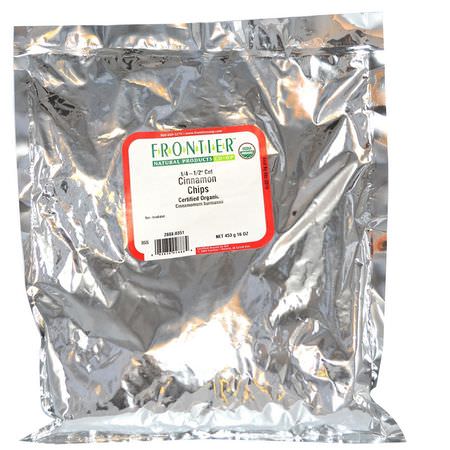 Kanelkryddor, Örter: Frontier Natural Products, Organic Cut Cinnamon Chips, 1/4 - 1/2