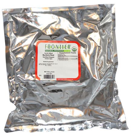 Burdock Root, Homeopati, Örter, Örtte: Frontier Natural Products, Organic Cut & Sifted Burdock Root, 16 oz (453 g)
