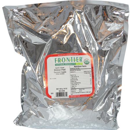 Kryddor, Örter: Frontier Natural Products, Organic Cut & Sifted Orange Peel, 16 oz (453 g)